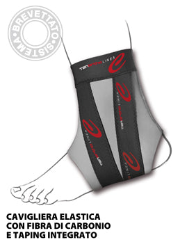 Cavigliera elastica fibra di carbonio taping integrato Tenortho